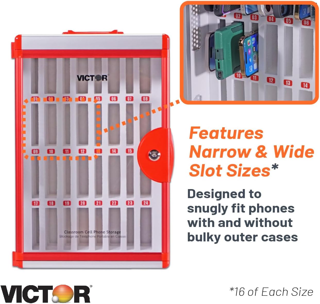 Classroom Cell Phone Storage, 32 Slots Cell Phone Holder for Classroom, Wall Mounted with Key Lock