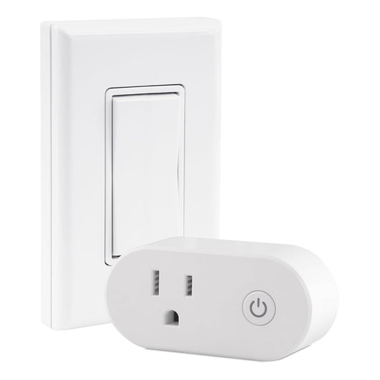 RunLessWire Wall Plug & Wireless Battery-Free Remote Light Switch Kit On/Off BT Series to Control Outlet Remotely