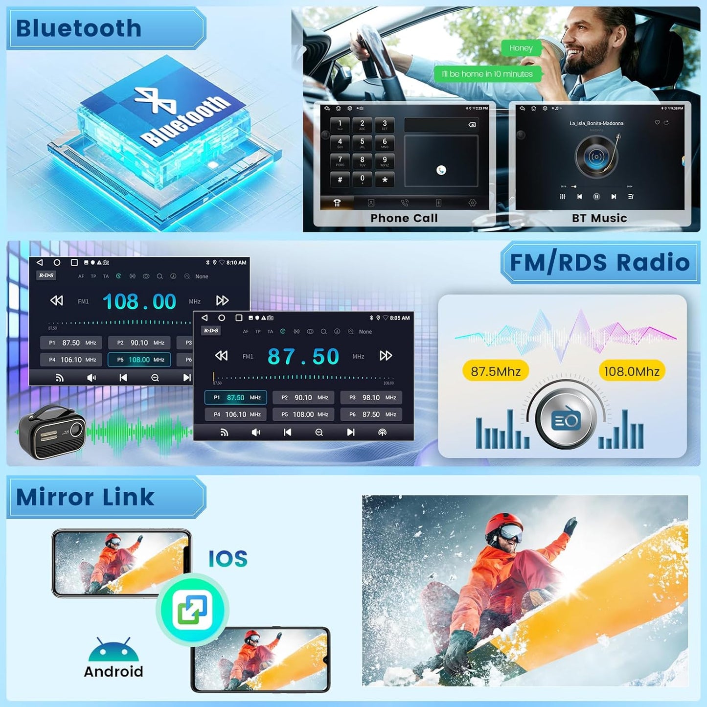 Car Radio for Ford F150 2009-2012 - Wireless Carplay and Android Auto - 9 Inch Touchscreen, 2x64g