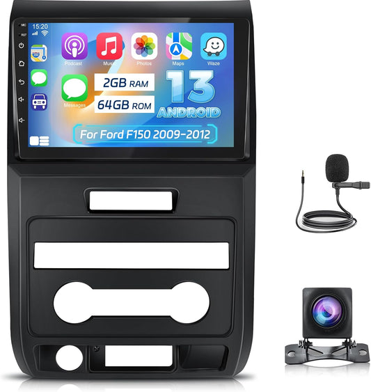 Car Radio for Ford F150 2009-2012 - Wireless Carplay and Android Auto - 9 Inch Touchscreen, 2x64g