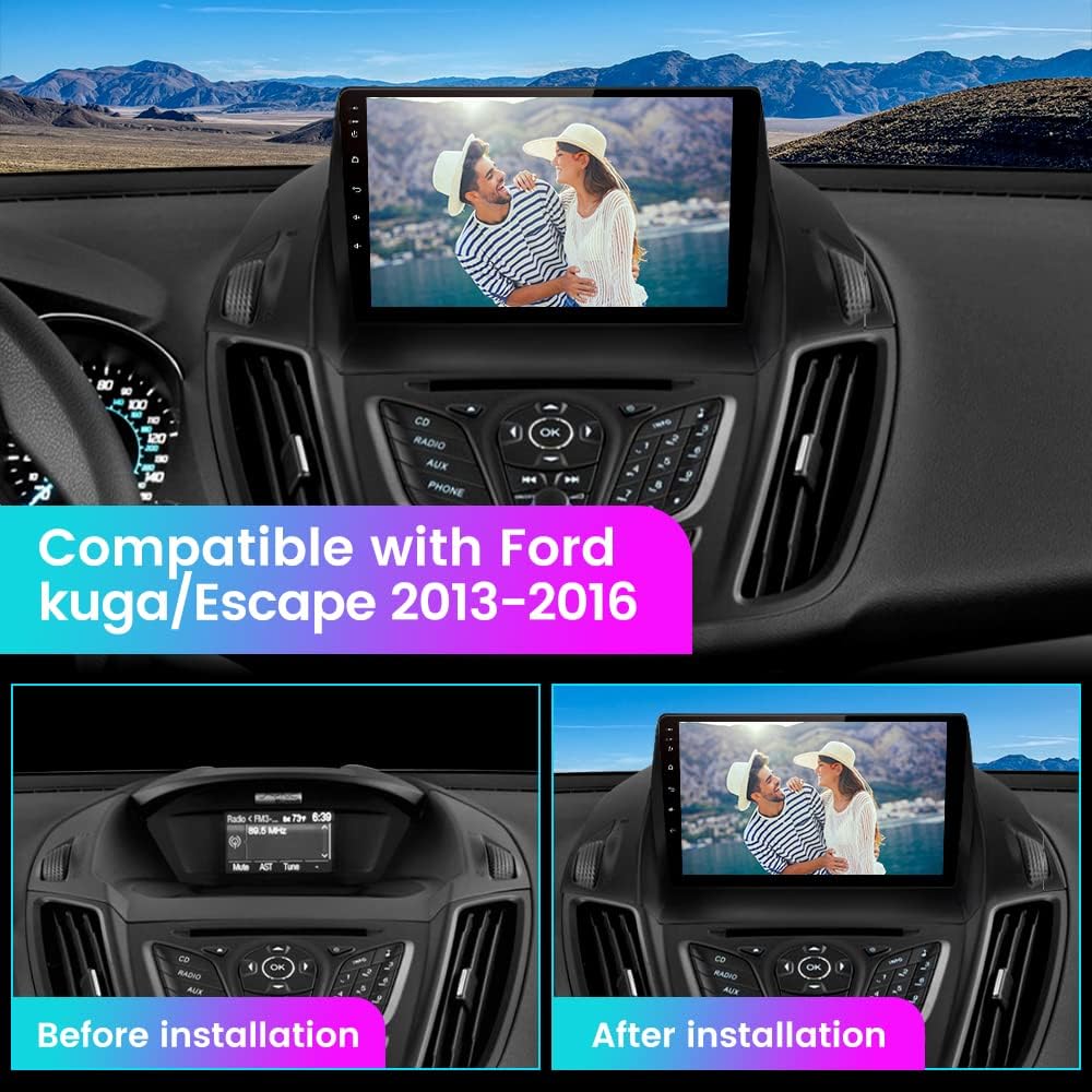 Android 13 2GB+32GB Car Radio Compatible for Ford Escape 2013-2016, 9 Inch Touch Screen