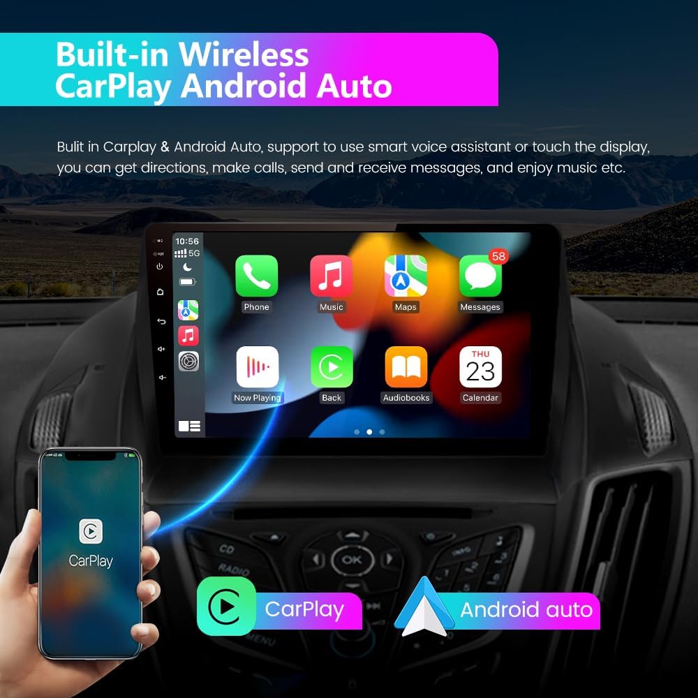 Android 13 2GB+32GB Car Radio Compatible for Ford Escape 2013-2016, 9 Inch Touch Screen
