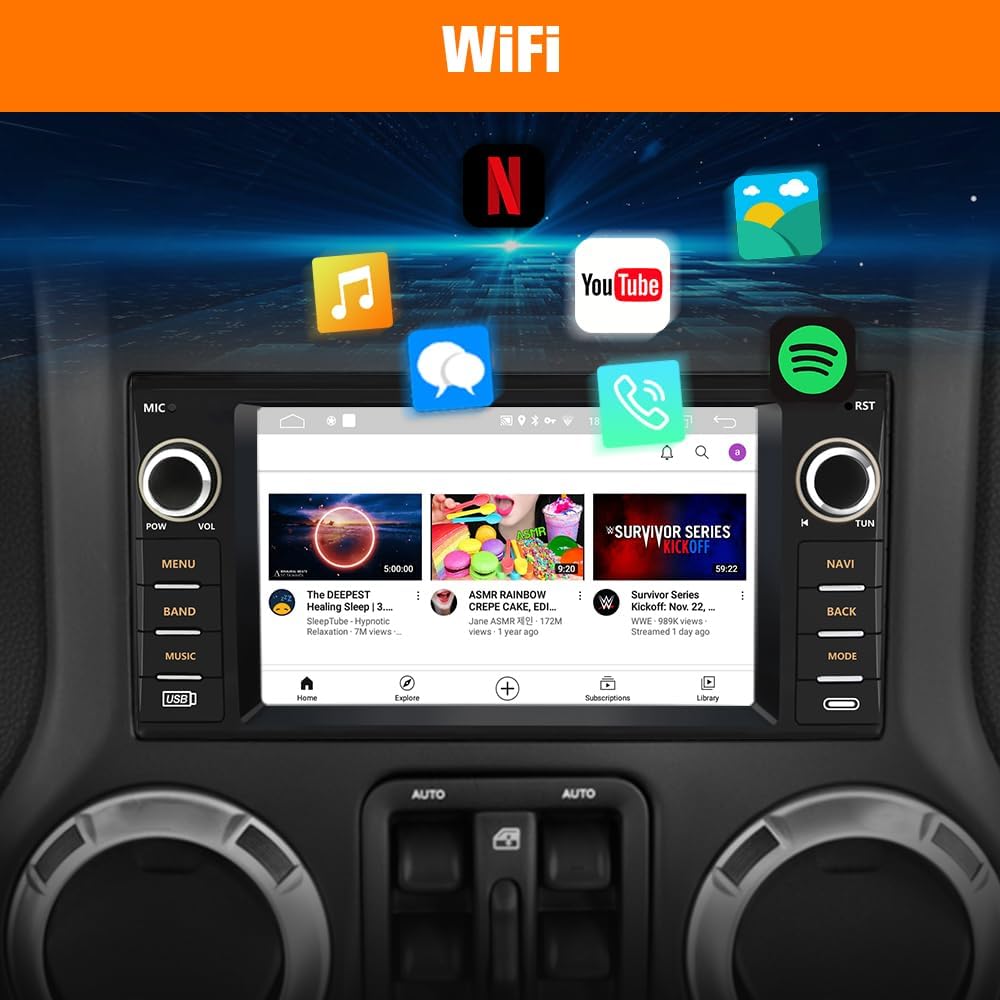 Android Car Stereo for Jeep Wrangler JK 2007-18 Compass Liberty Dodge Ram 1500 2500 3500 Touchscreen Carplay