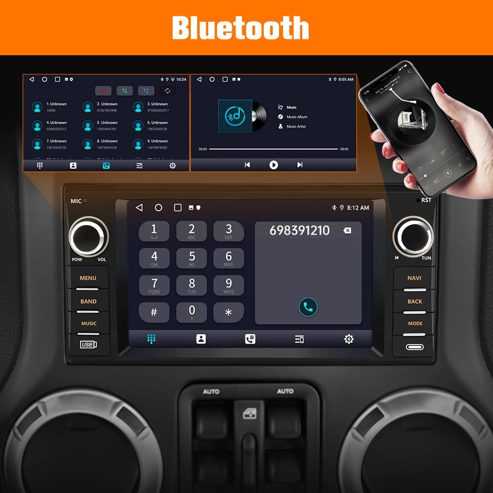 Android Car Stereo for Jeep Wrangler JK 2007-18 Compass Liberty Dodge Ram 1500 2500 3500 Touchscreen Carplay