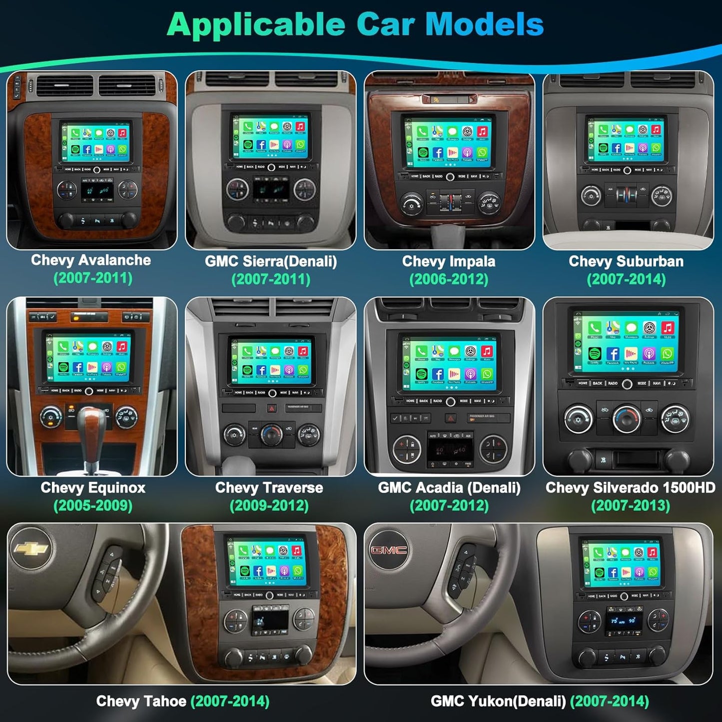 Android 13 Car Radio for Chevy Silverado GMC Sierra Buick Enclave Yukon, 7' IPS Touch Screen Car Stereo, GPS