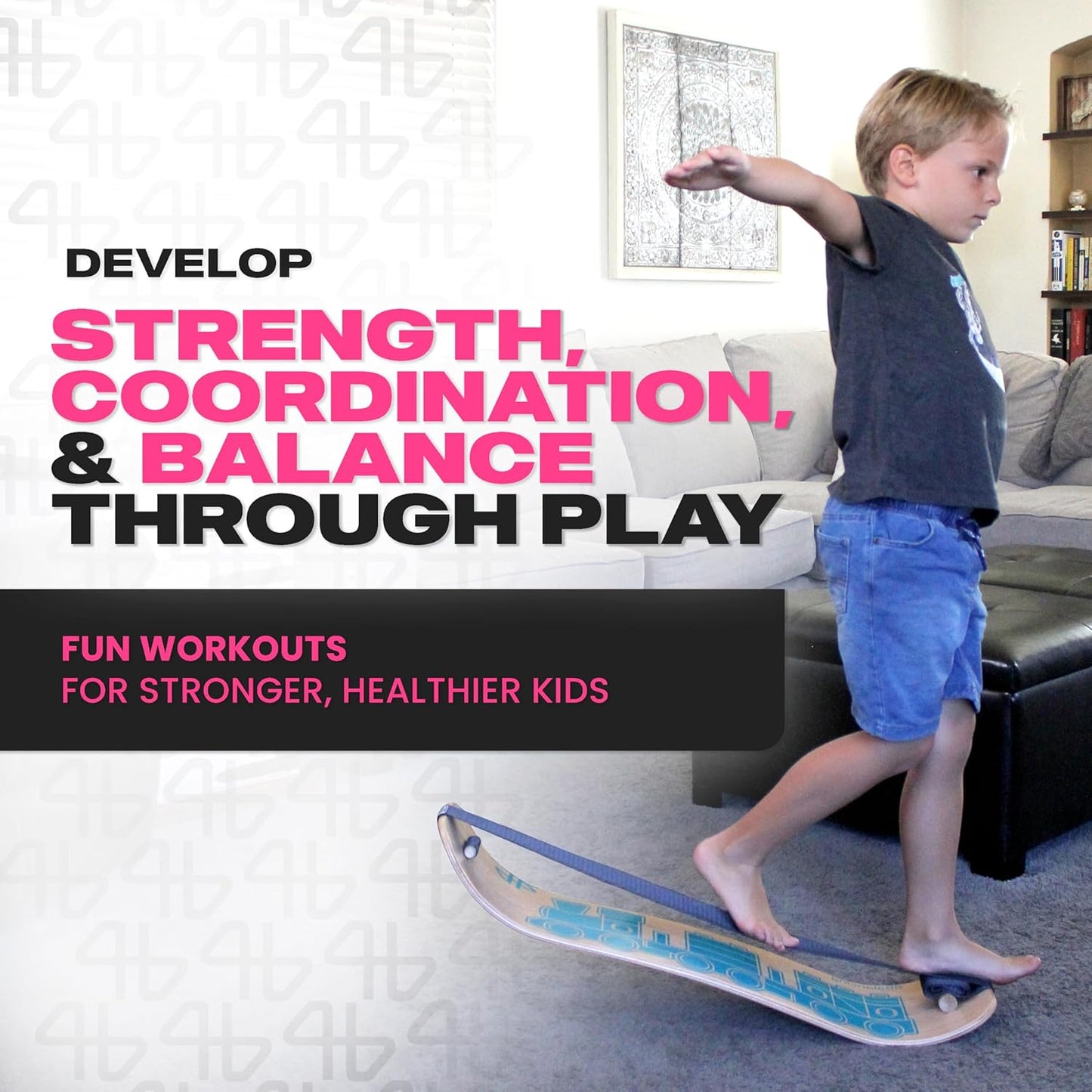 Balance Board for Kids - Slackline Wooden Wobble Board - Slackboard Balance Trainer for Coordination