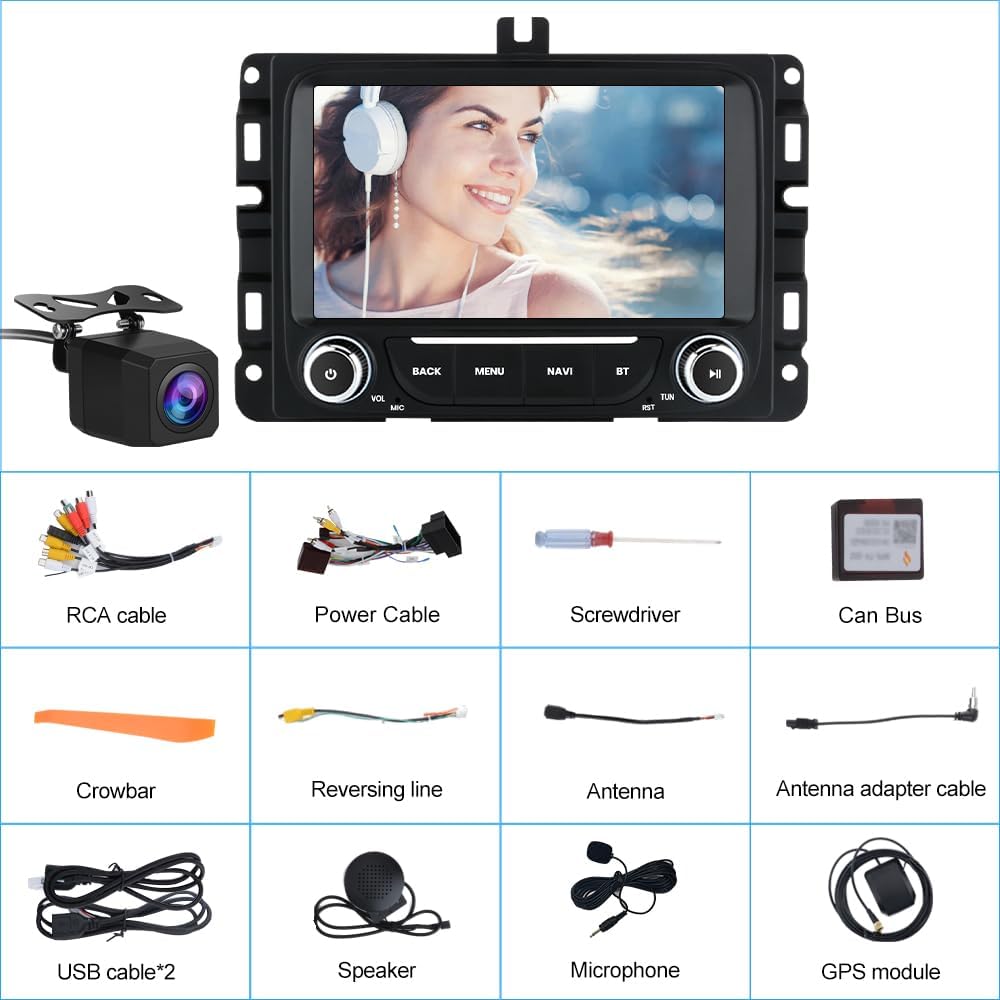 Android 13 Car Radio Stereo for Dodge RAM 2013-2019 1500/2500/3500, 7 inch Touch Screen Head Unit