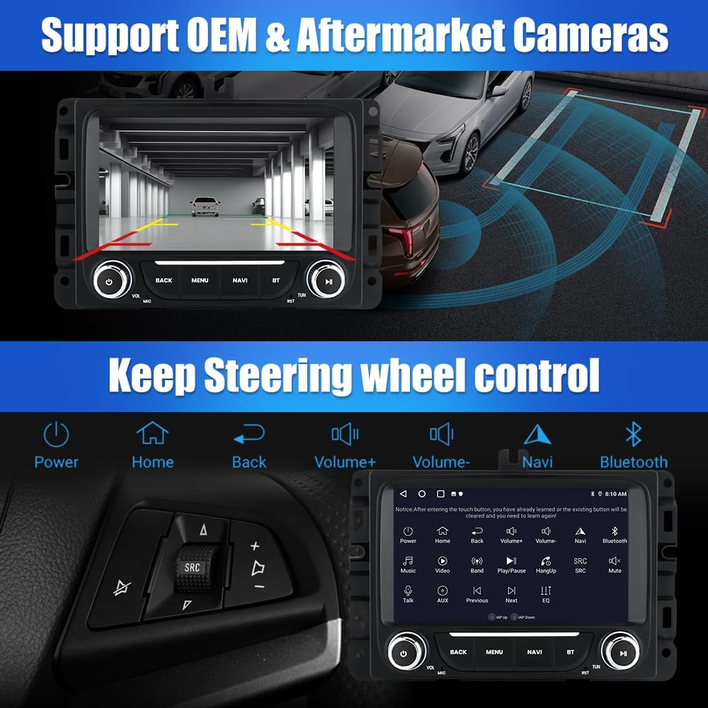 Android 13 Car Radio Stereo for Dodge RAM 2013-2019 1500/2500/3500, 7 inch Touch Screen Head Unit