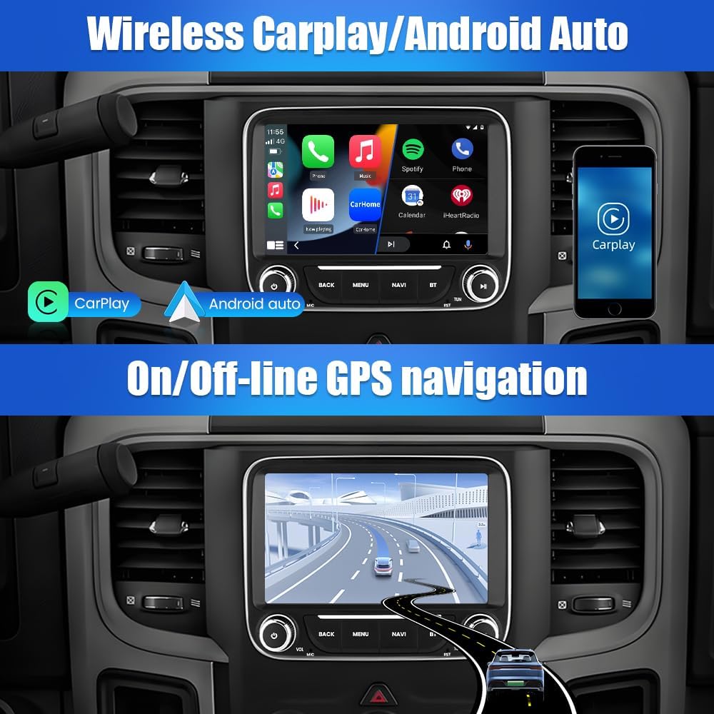 Android 13 Car Radio Stereo for Dodge RAM 2013-2019 1500/2500/3500, 7 inch Touch Screen Head Unit