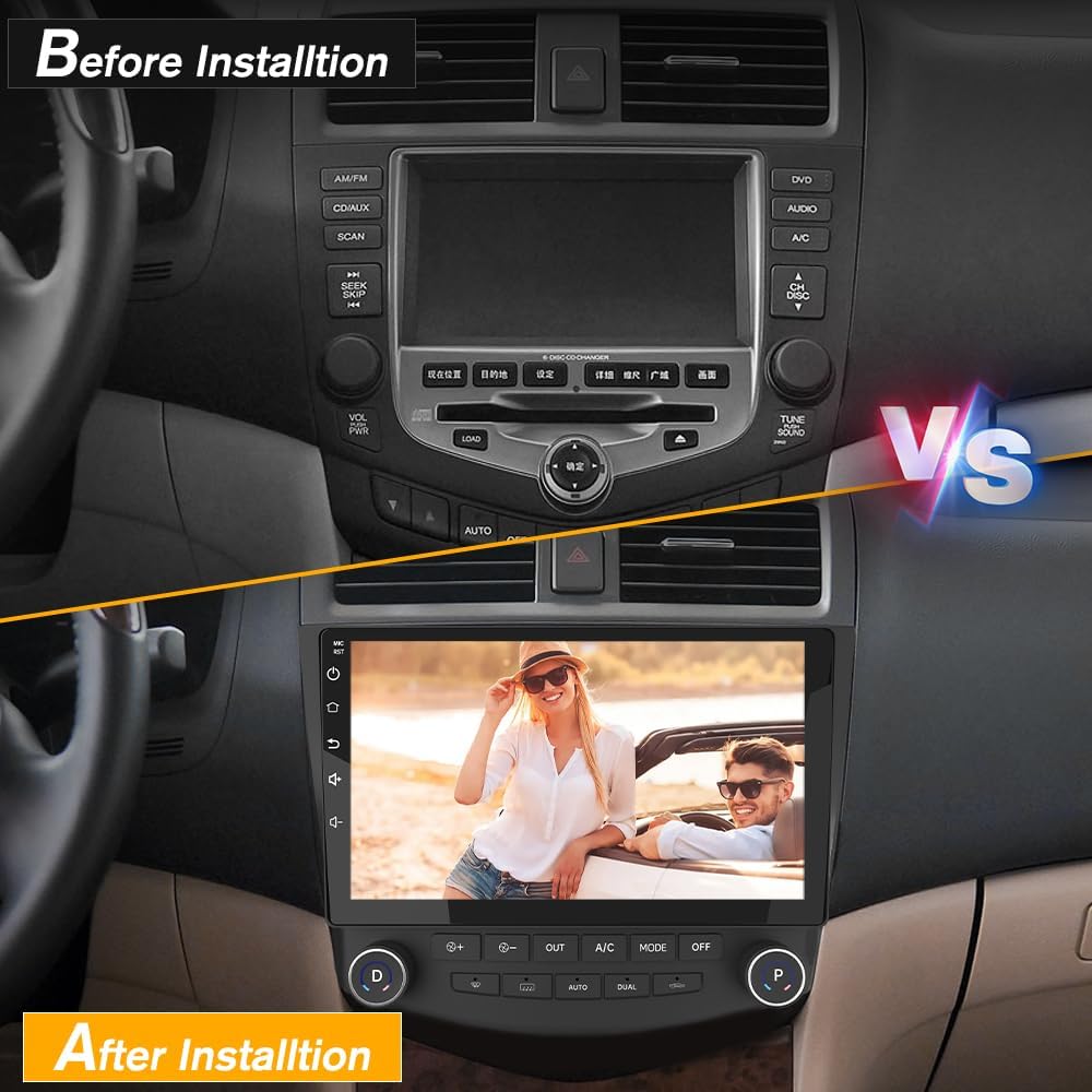 Car Radio Stereo 10 inch Touch Screen for Honda Accord 7th 2003 2004 2005 2006 2007 with Wireless CarPlay Android Auto SWC Bluetooth (2GB+32GB)