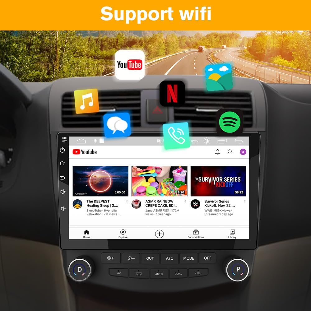 Car Radio Stereo 10 inch Touch Screen for Honda Accord 7th 2003 2004 2005 2006 2007 with Wireless CarPlay Android Auto SWC Bluetooth (2GB+32GB)