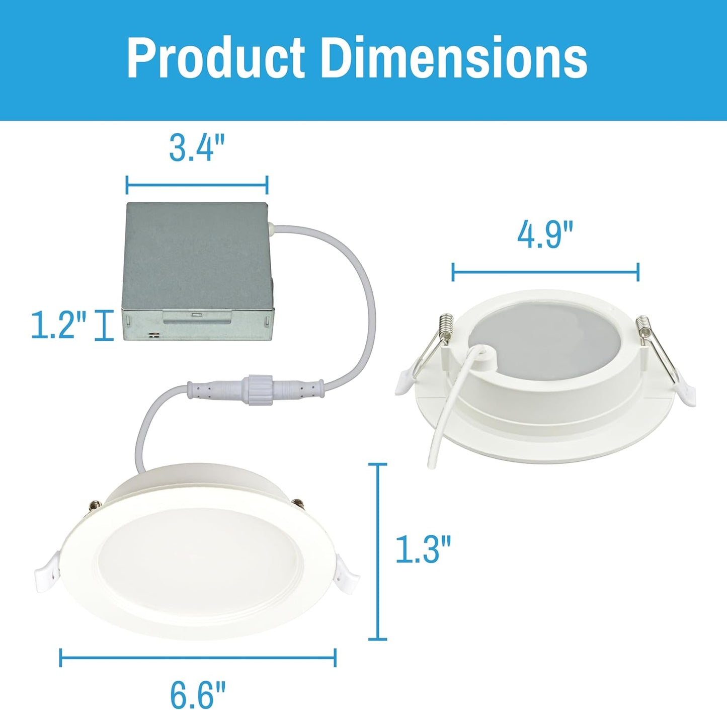 CLEANLIFE Canless Recessed Lighting 6 in - TRIAC Dimmable LED Ceiling Light - 5 CCT Adjustable Color Temperature Canless Lights - 12W, 1150 Lumen