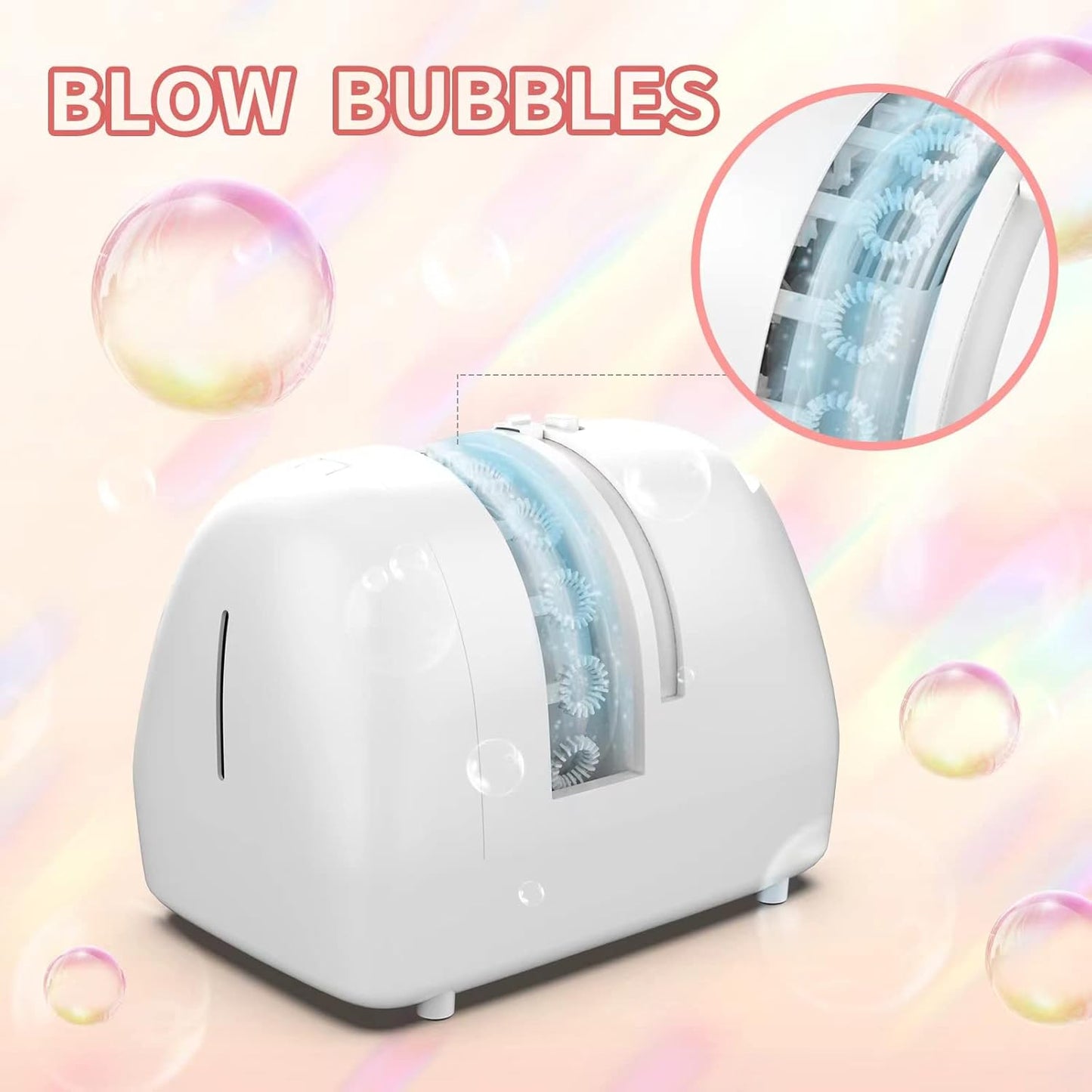 Auto-Refill Bubble Machine for Kids - 400ml Bubble Toy with 2 Speeds, Adjustable Nozzle & Dual Power (Battery/AC)