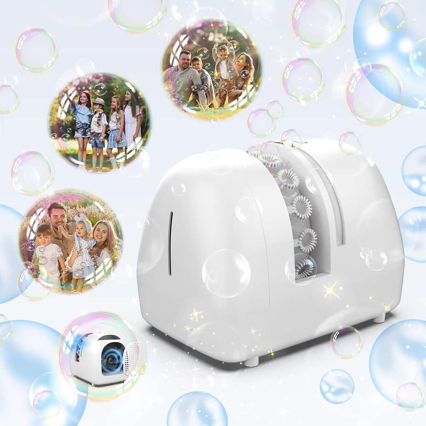 Auto-Refill Bubble Machine for Kids - 400ml Bubble Toy with 2 Speeds, Adjustable Nozzle & Dual Power (Battery/AC)