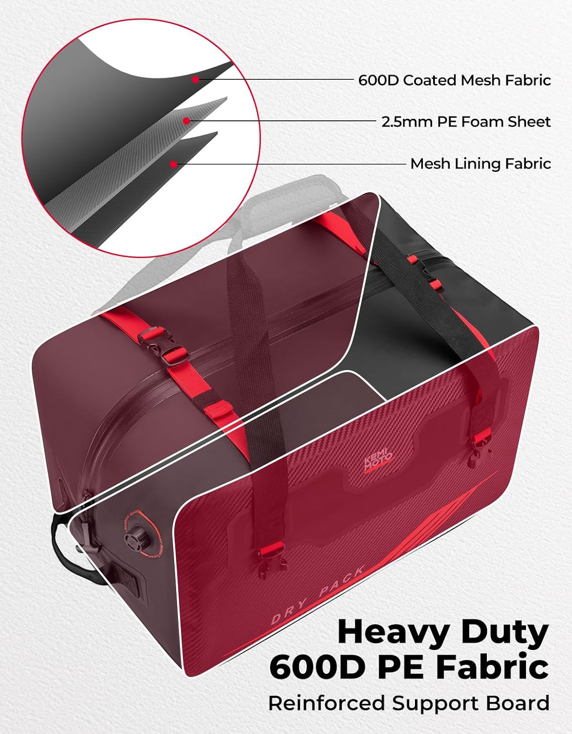 Waterproof Duffle Bag 45L Heavy Duty Marine Dry Bags Backpack, With Air Valve & Quick-Fixed Straps