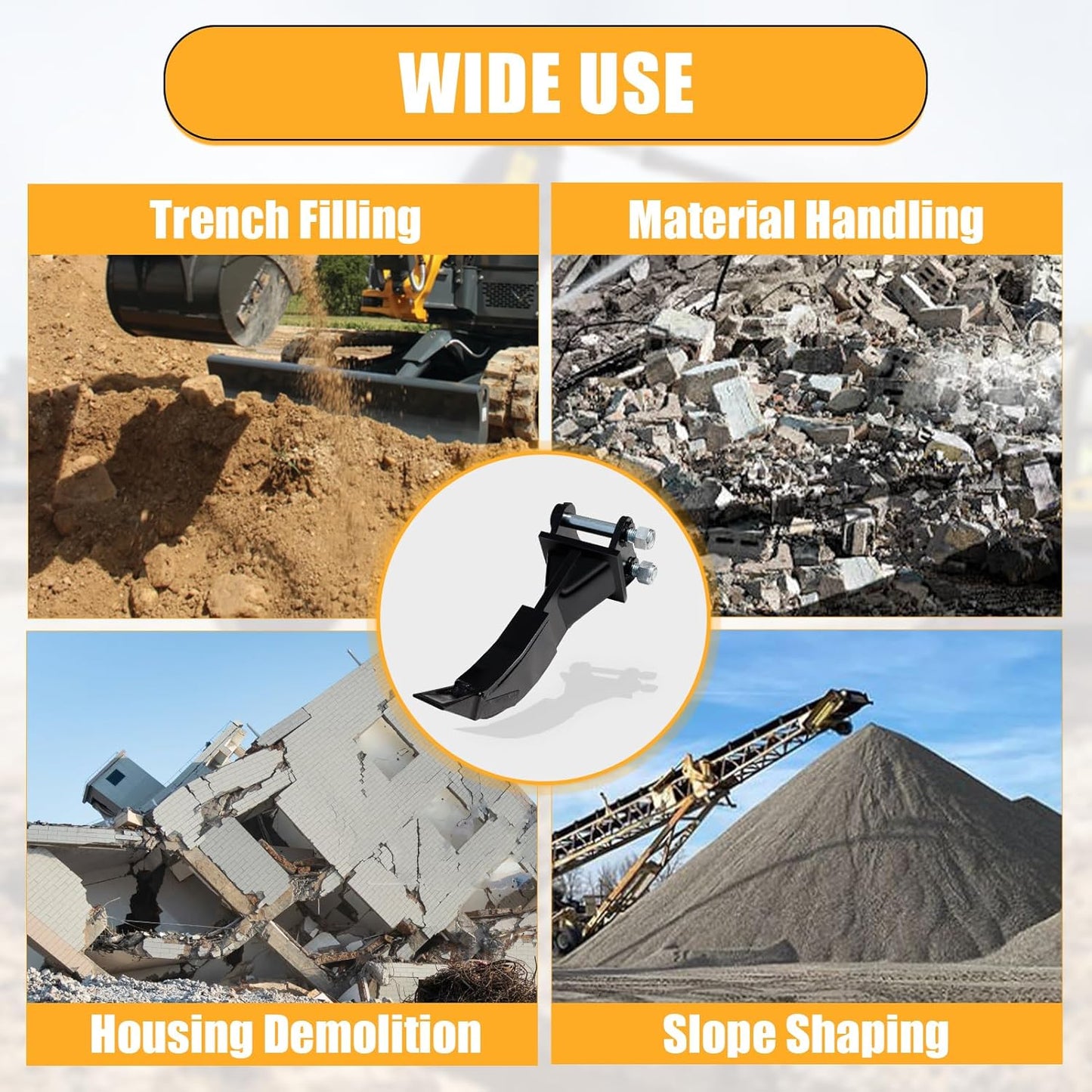 Mini Excavator Attachment Ripper, Single Hook Backhoe, 90 mm/3.54in Span