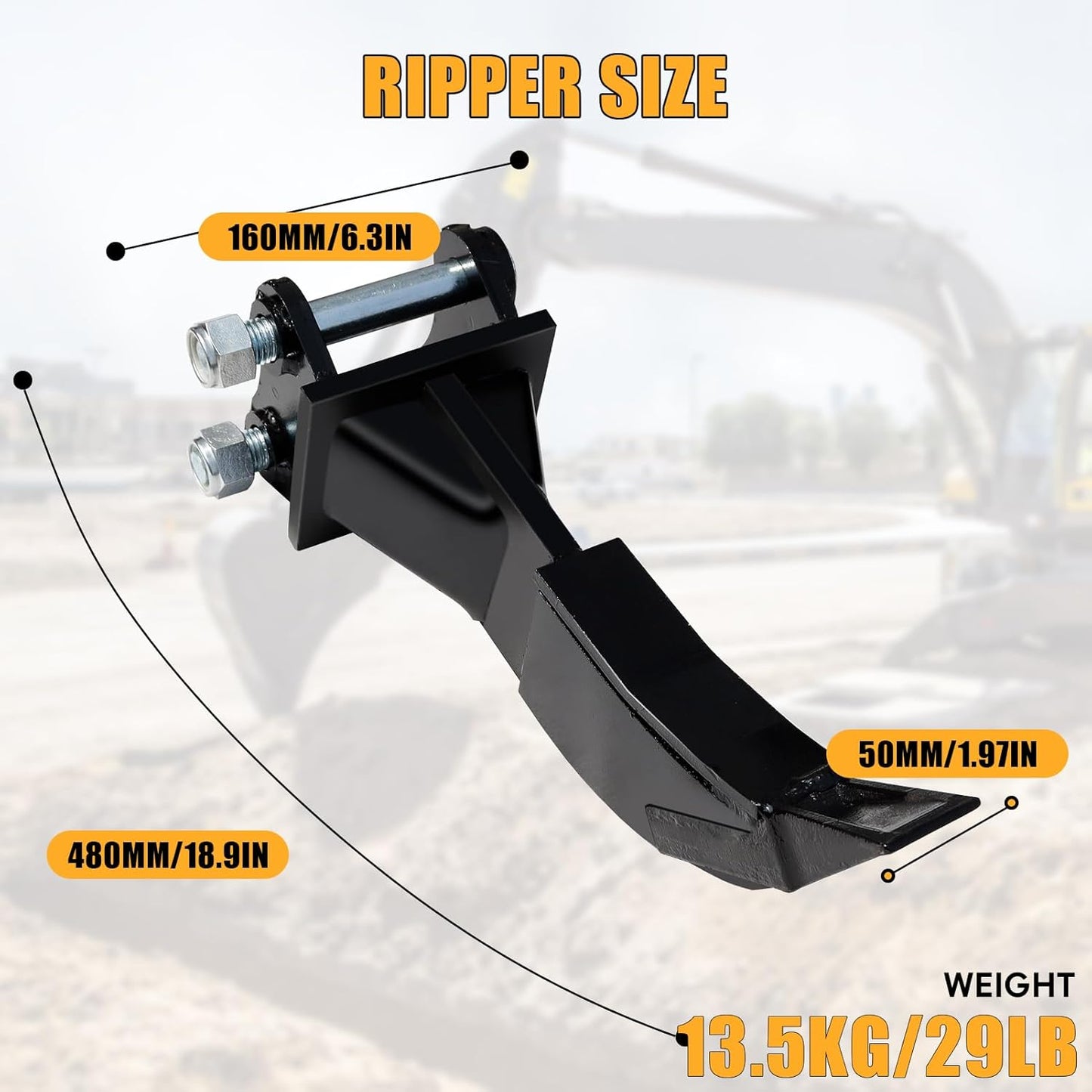 Mini Excavator Attachment Ripper, Single Hook Backhoe, 90 mm/3.54in Span