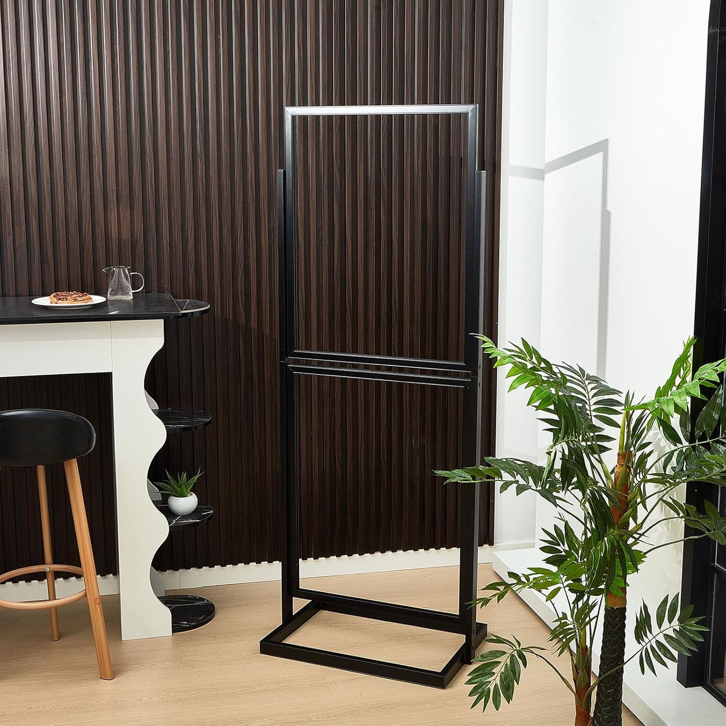 Gisafai 22 x 28 Inch Metal Standing Sign Holder, Black Slide in Poster Stands, Double Sided 2 Tier Heavy Floor Stand