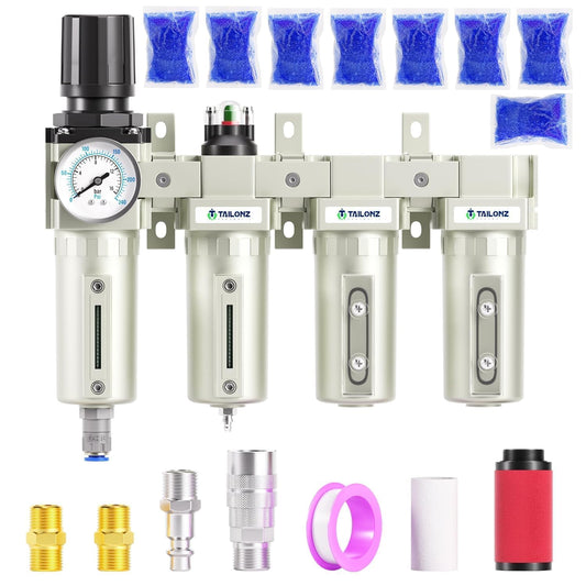 PNEUMATIC 0-240 PSI 1/2 Inch NPT Industrial Grade 4-Stage Air Drying System, Particulate Filter
