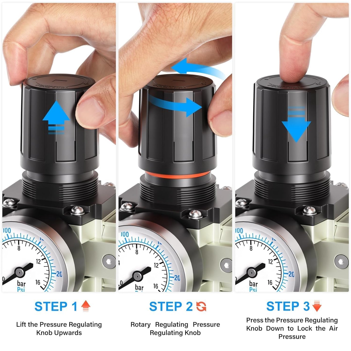 PNEUMATIC 0-240 PSI 1/2 Inch NPT Industrial Grade 4-Stage Air Drying System, Particulate Filter