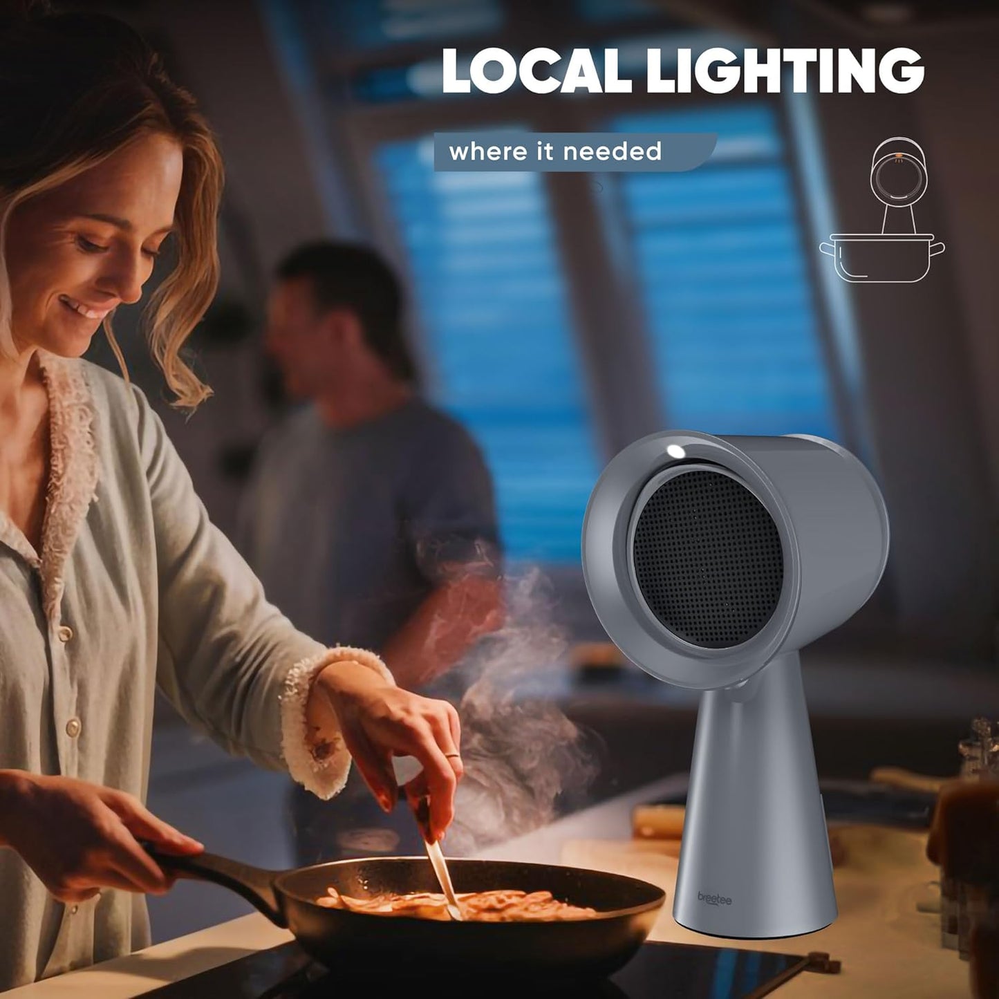 Portable Range Hood Kitchen - Powerful 3-Speed Suction Desktop Compact Range Hood with Double Filter, Gray