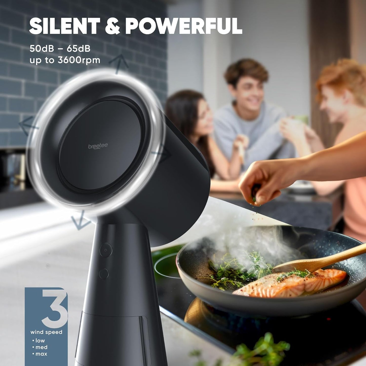 Portable Range Hood Kitchen - Powerful 3-Speed Suction Desktop Compact Range Hood with Double Filter, Black