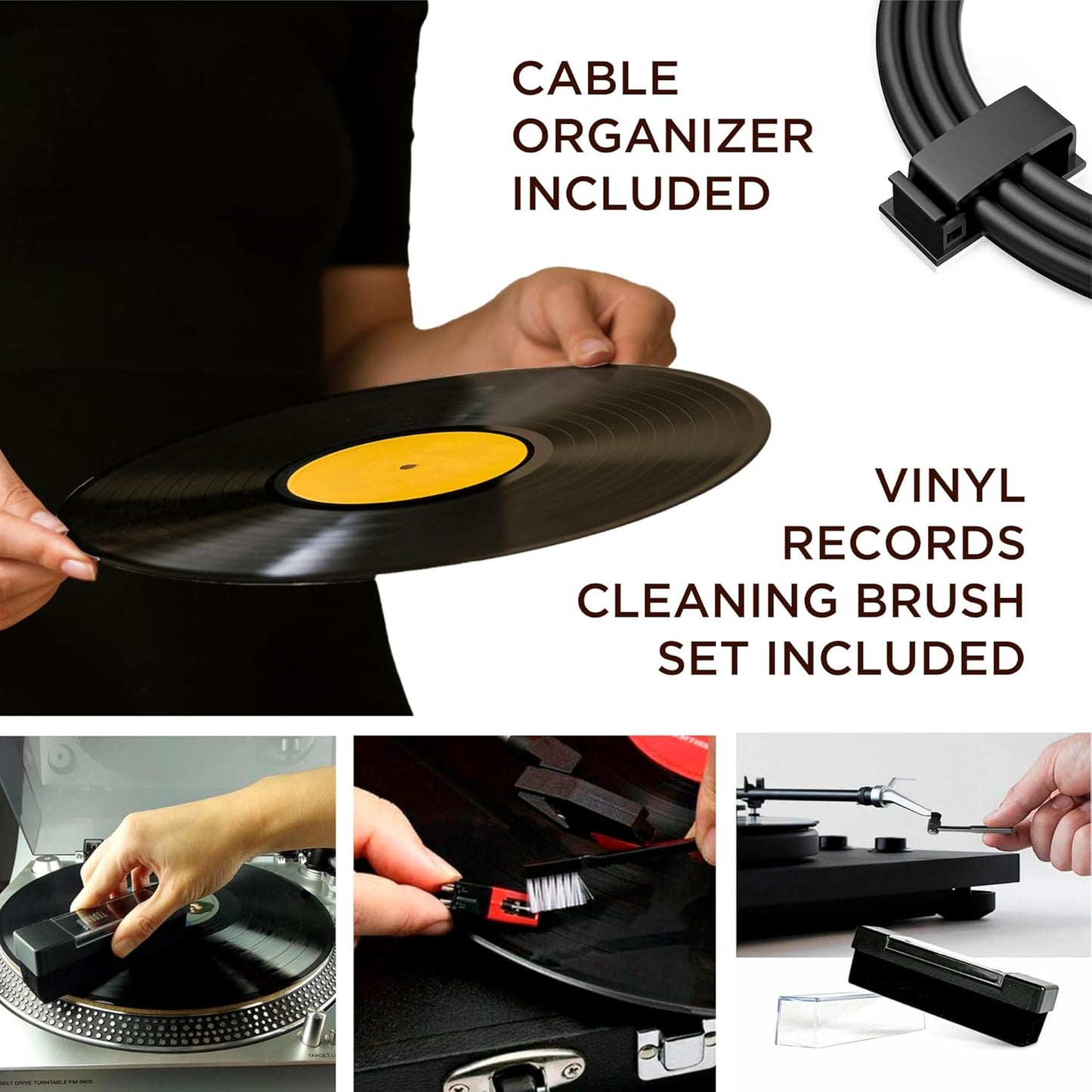 Large Record Player Stand with Vinyl Storage