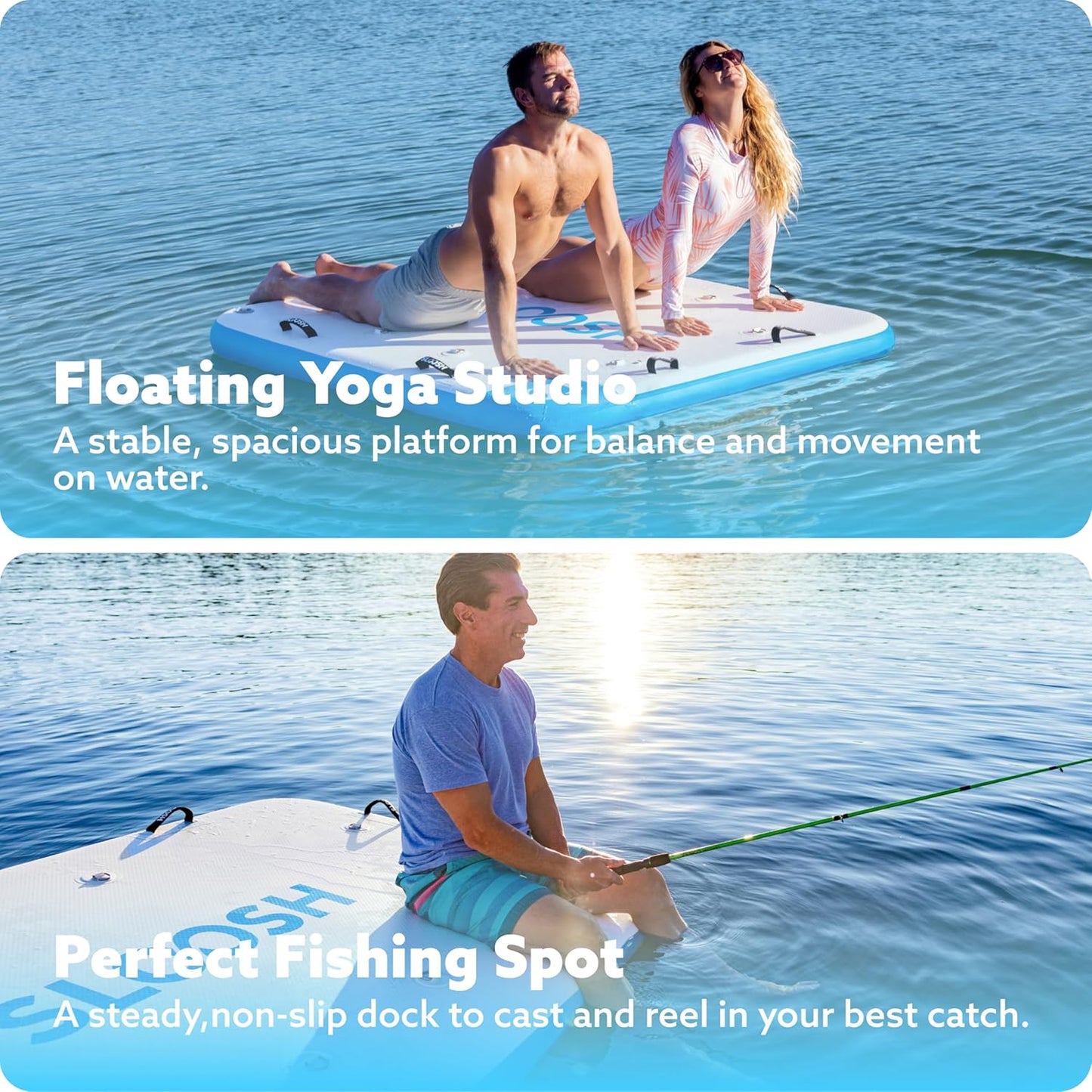 Inflatable Floating Dock, Inflatable Dock Floating Platform with Pump, Non-Slip EVA Surface 5ft x 6ft