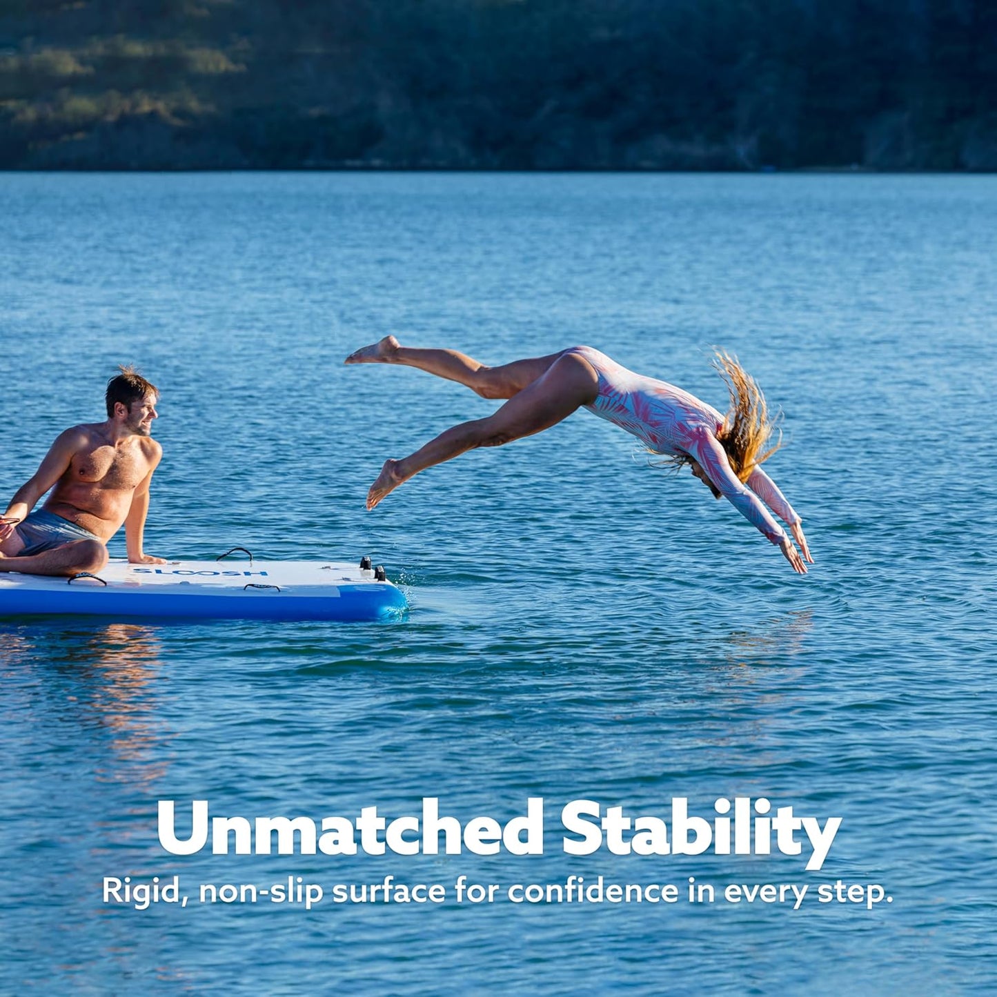 Inflatable Floating Dock, Inflatable Dock Floating Platform with Pump, Non-Slip EVA Surface 5ft x 6ft