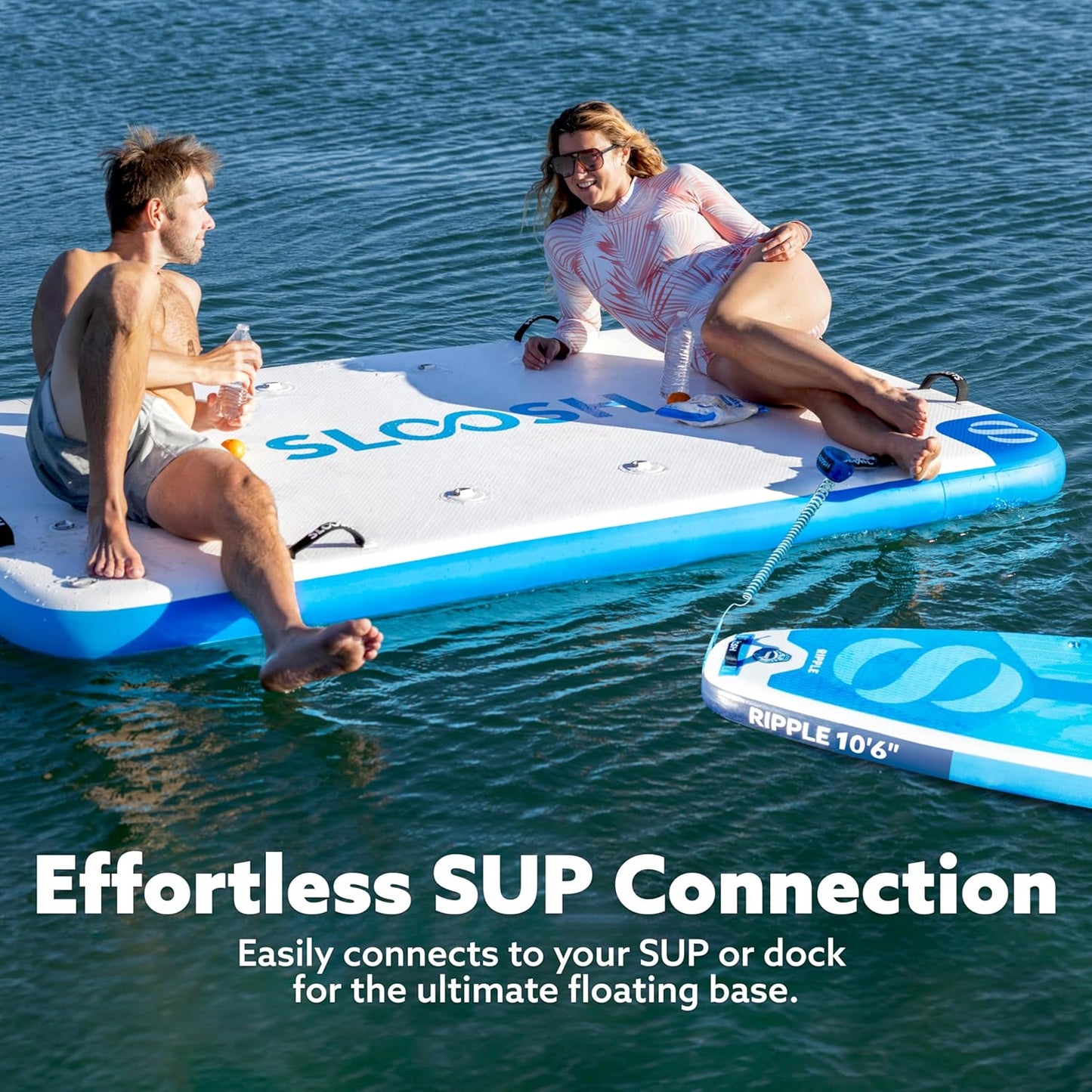 Inflatable Floating Dock, Inflatable Dock Floating Platform, Air Dock Island Raft Mat with Pump, None-Slip Eva Surface