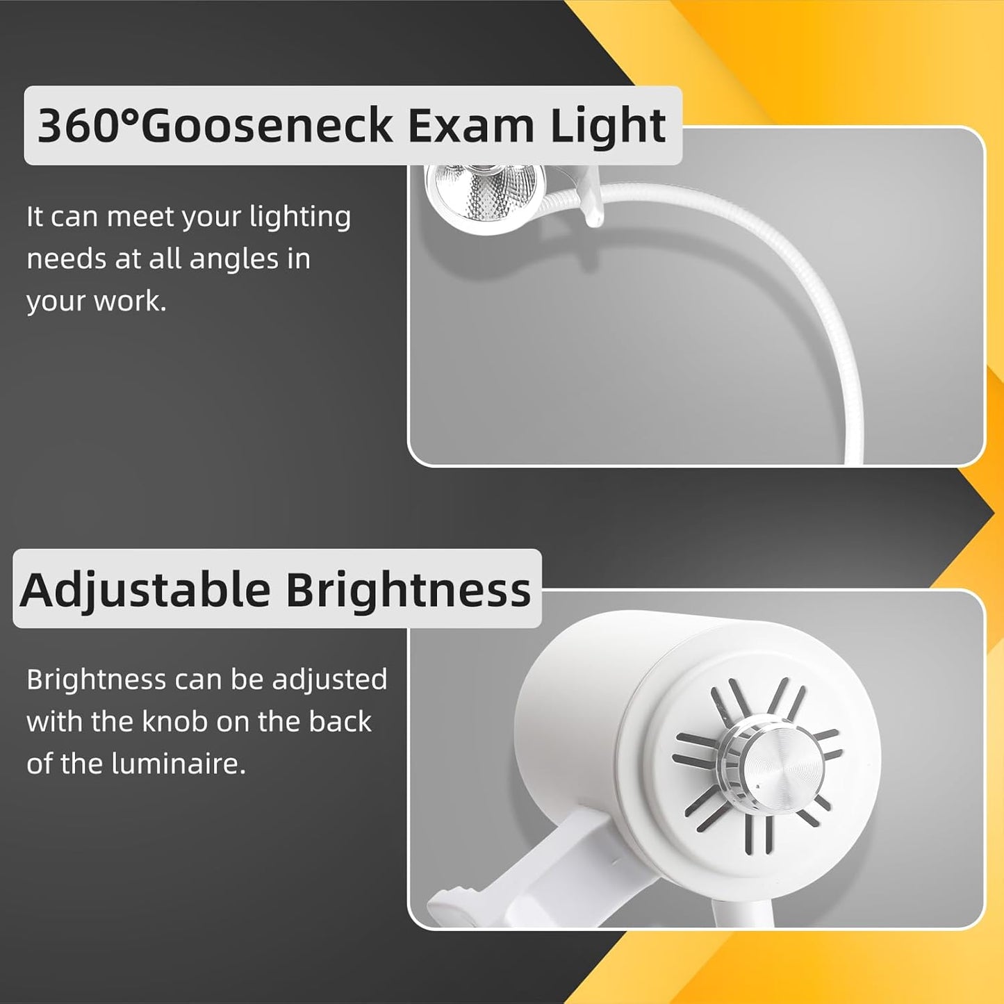 Exam Light 12W LED Medical Exam Lamp Mobile Surgical Examination Lamp Stainless Steel 5-Legged Base