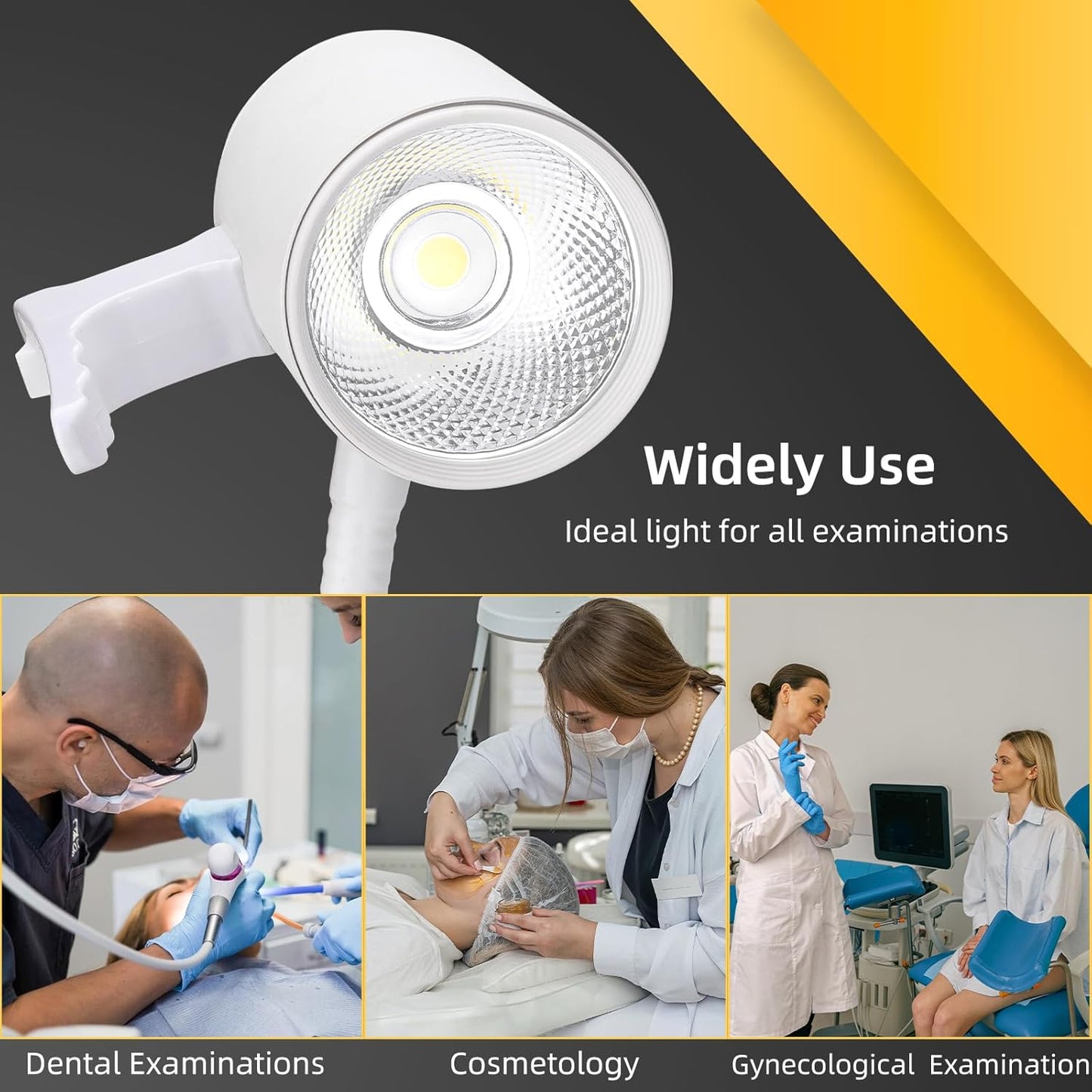 Exam Light 12W LED Medical Exam Lamp Mobile Surgical Examination Lamp Stainless Steel 5-Legged Base