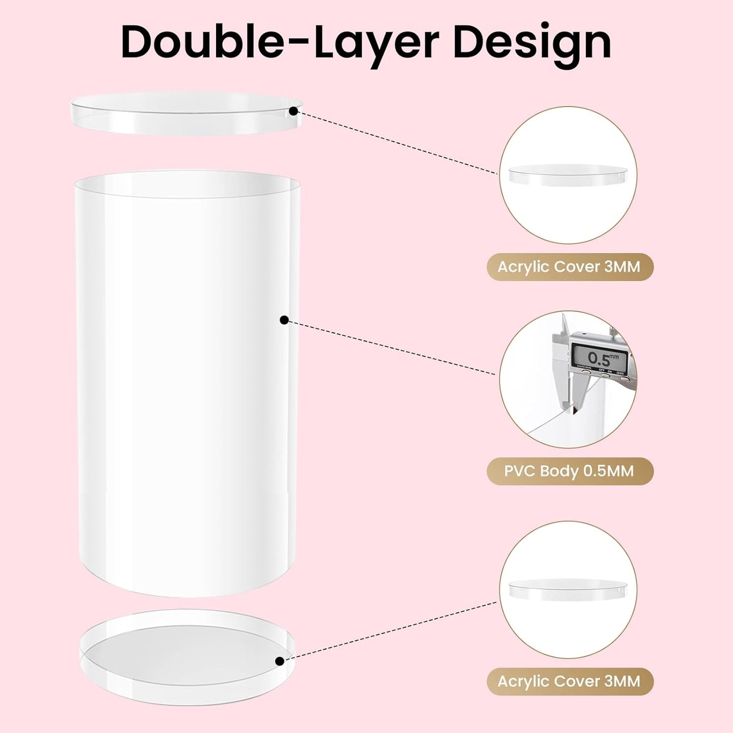 Cylinder Pedestal Stands for Party, 3 Pcs Clear Acrylic Display Pedestals 35.4', 29.5', 23.6'