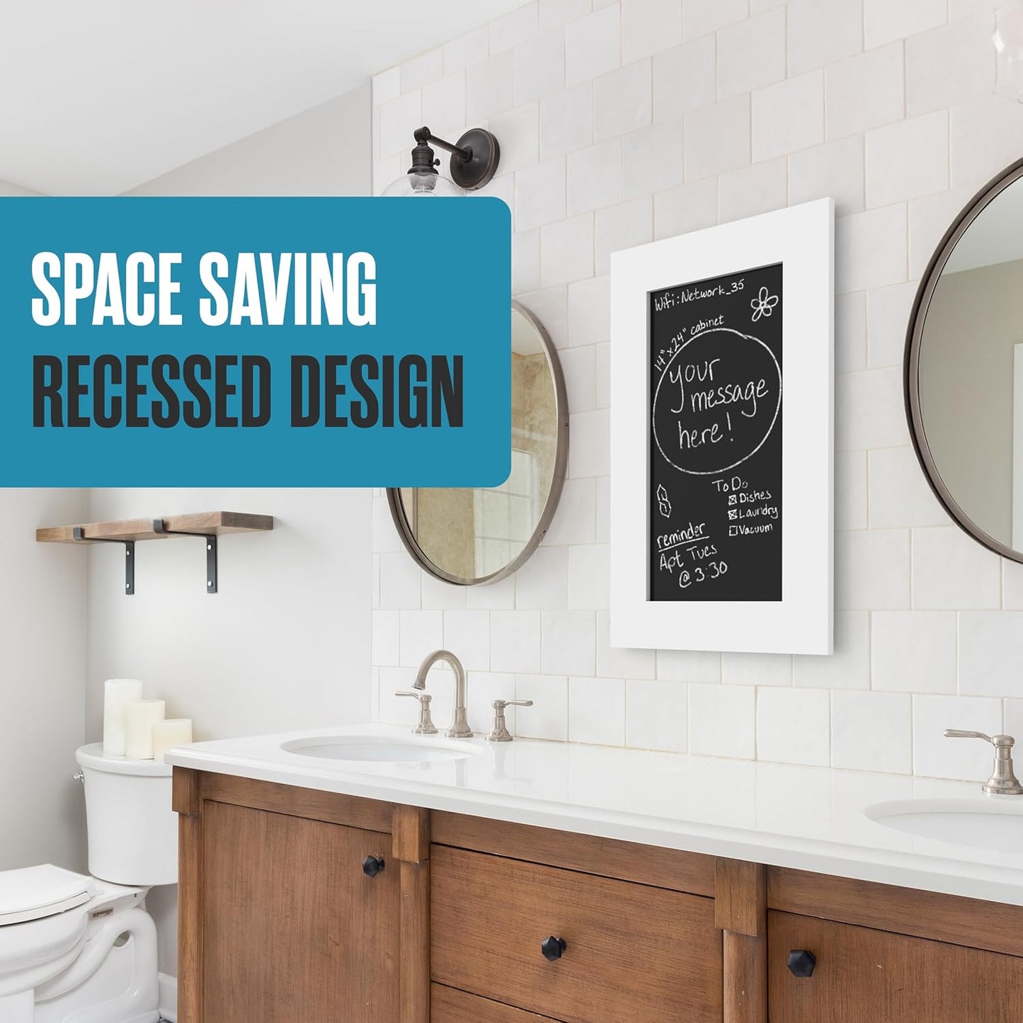Medicine Cabinet No Mirror, Recessed Medicine Cabinet, Hidden in Wall Niche, Without Mirror, Chalkboard, Concealed
