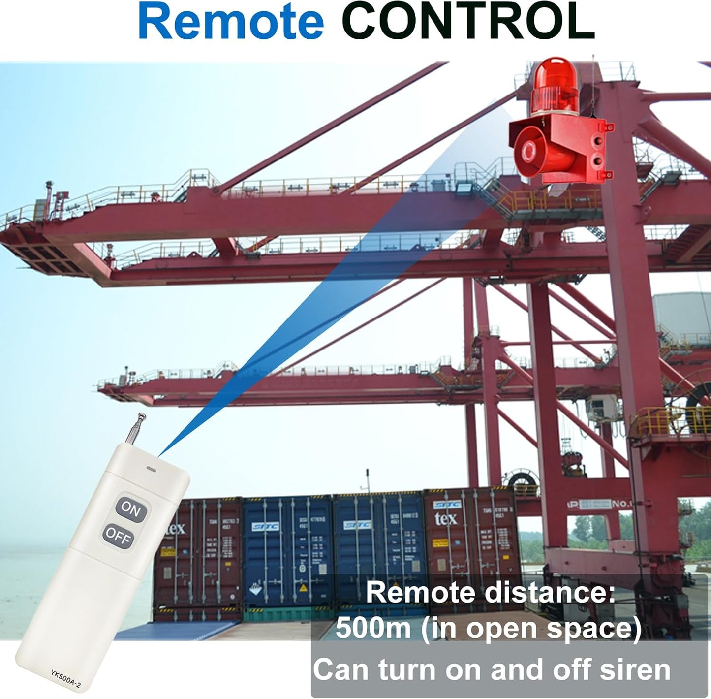 Wireless Emergency Strobe Siren Alarm Waterproof Outdoor Security Siren 120dB, 1640ft Remote Control, 12 Tone
