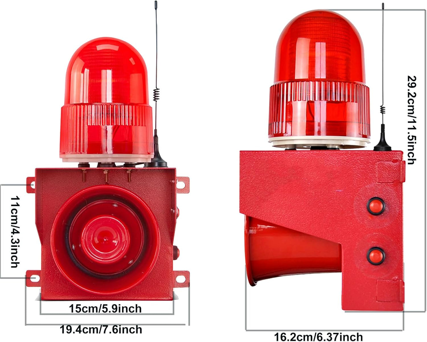 Wireless Emergency Strobe Siren Alarm Waterproof Outdoor Security Siren 120dB, 1640ft Remote Control, 12 Tone