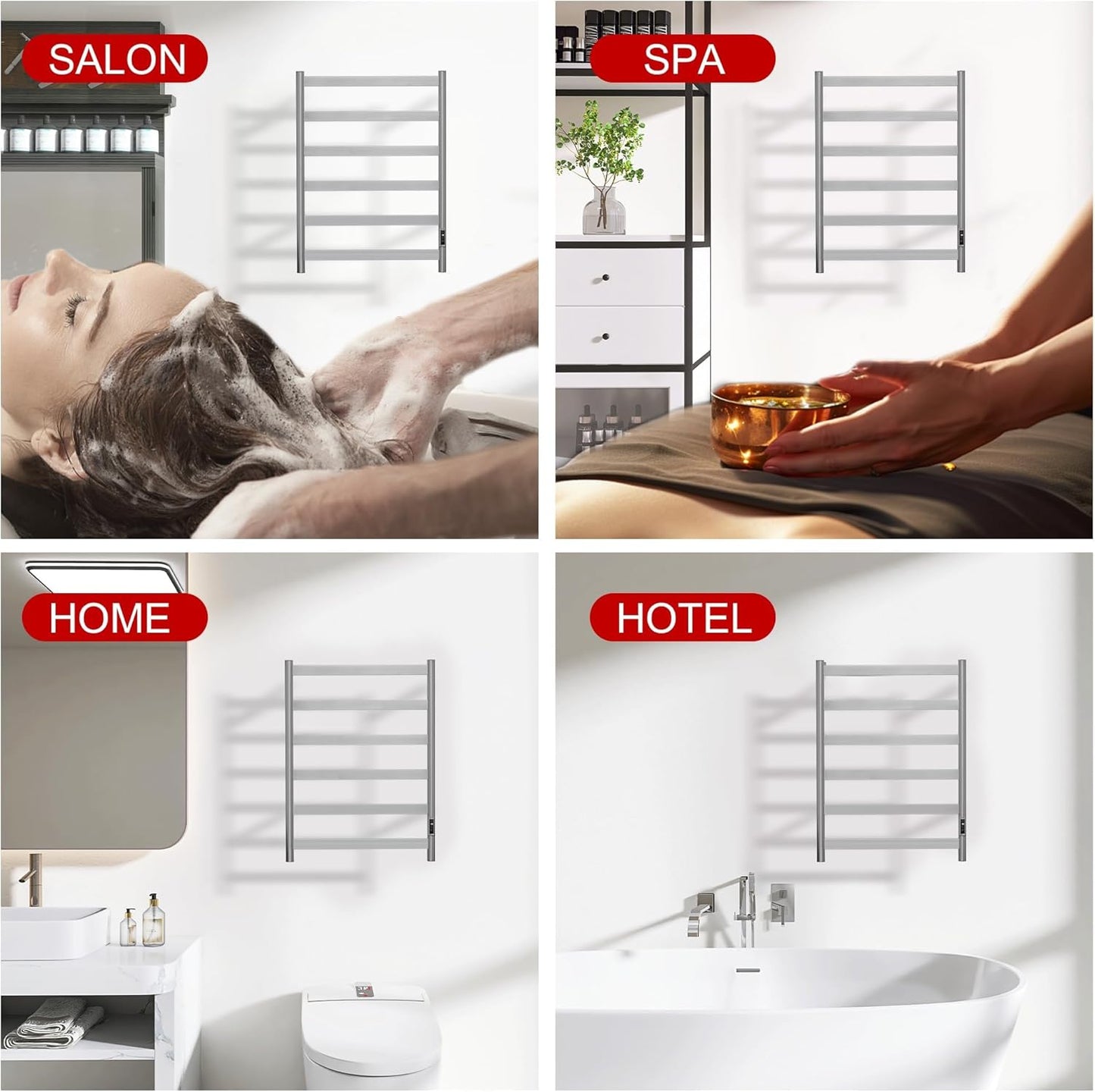 Electric Towel Warmer with Built-in Timer, Wall Mounted Bathroom Heated Towel Rack, Plug-in