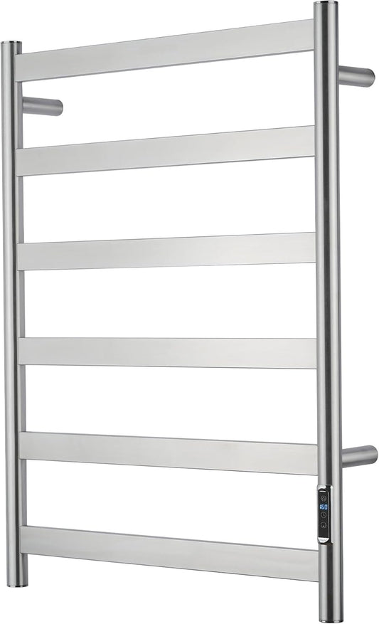 Electric Towel Warmer with Built-in Timer, Wall Mounted Bathroom Heated Towel Rack, Plug-in