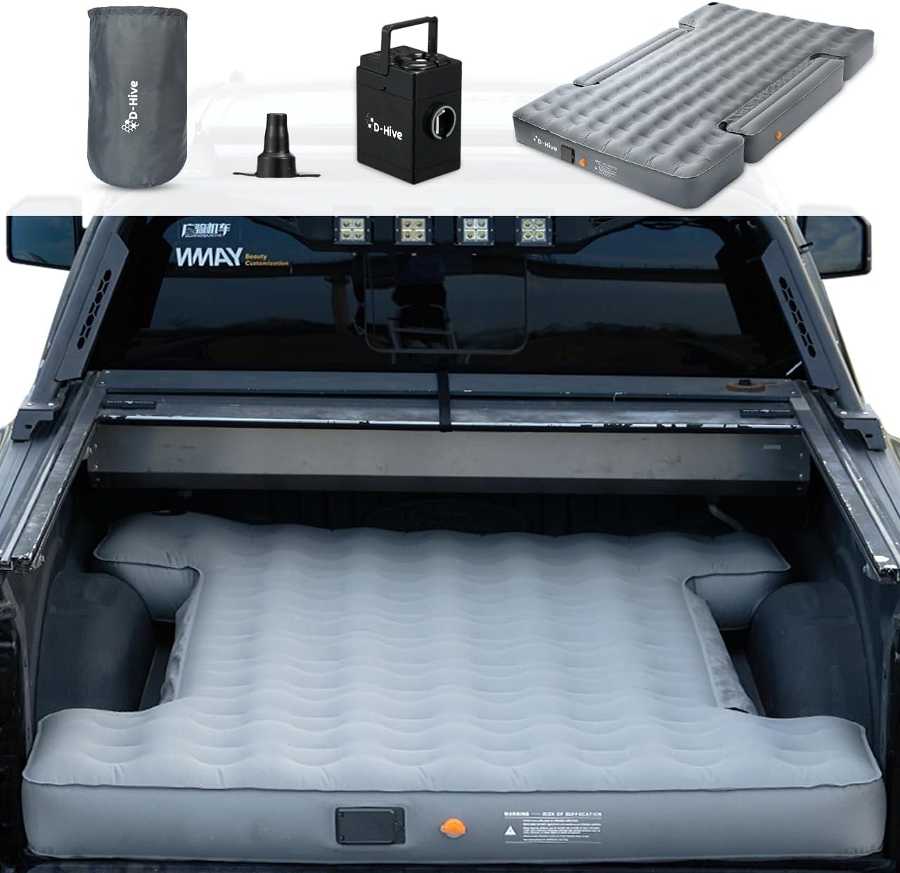 Unbeatable Durability 6-6.5' Truck Bed Air Mattress, Durable Extra Thick 300D Oxford Fabric, Quick Easy Set-Up
