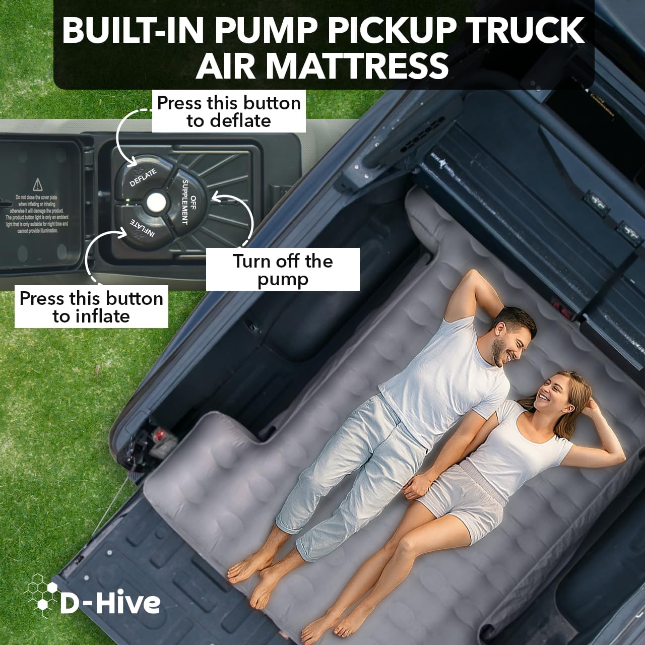 Unbeatable Durability 6-6.5' Truck Bed Air Mattress, Durable Extra Thick 300D Oxford Fabric, Quick Easy Set-Up