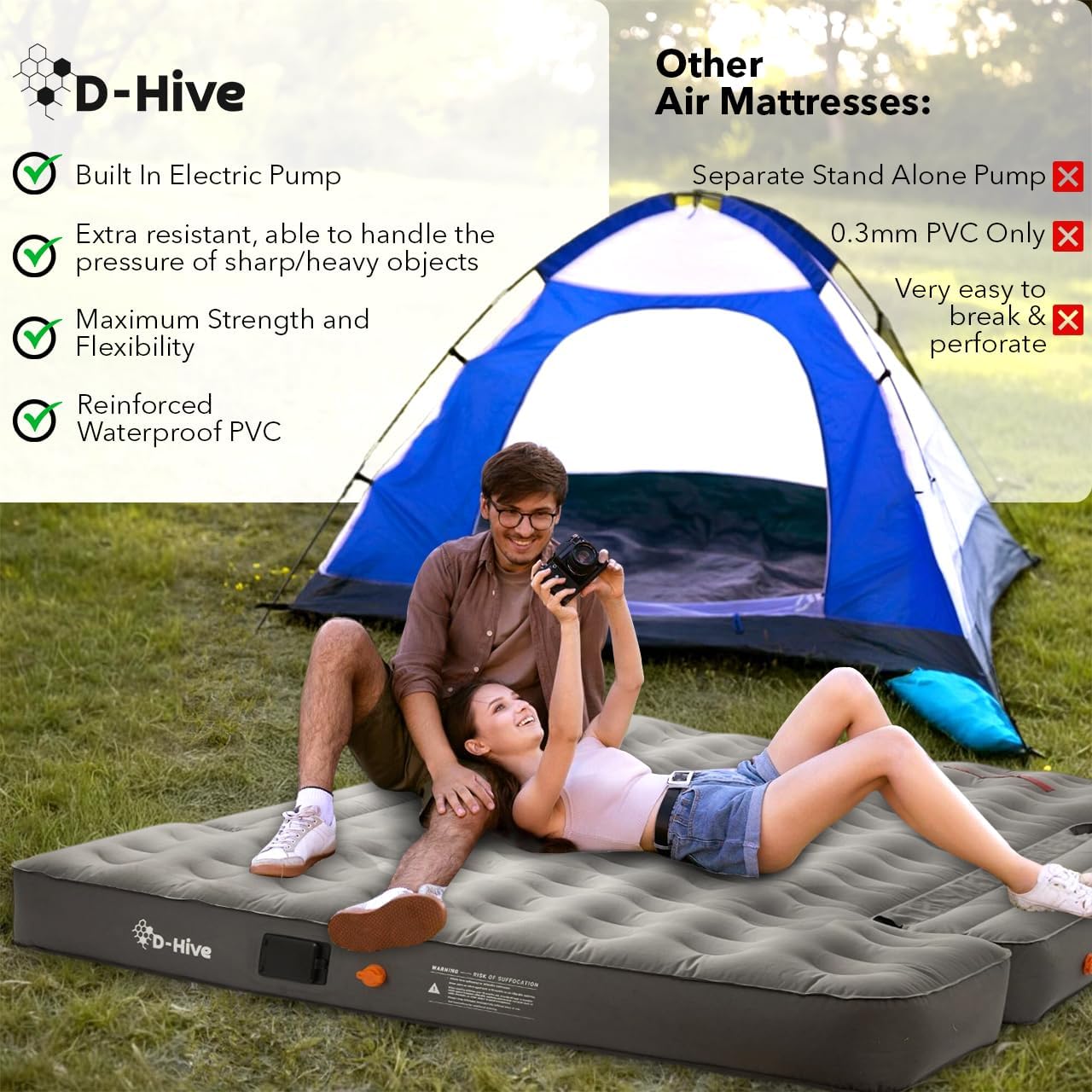 Unbeatable Durability 6-6.5' Truck Bed Air Mattress, Durable Extra Thick 300D Oxford Fabric, Quick Easy Set-Up