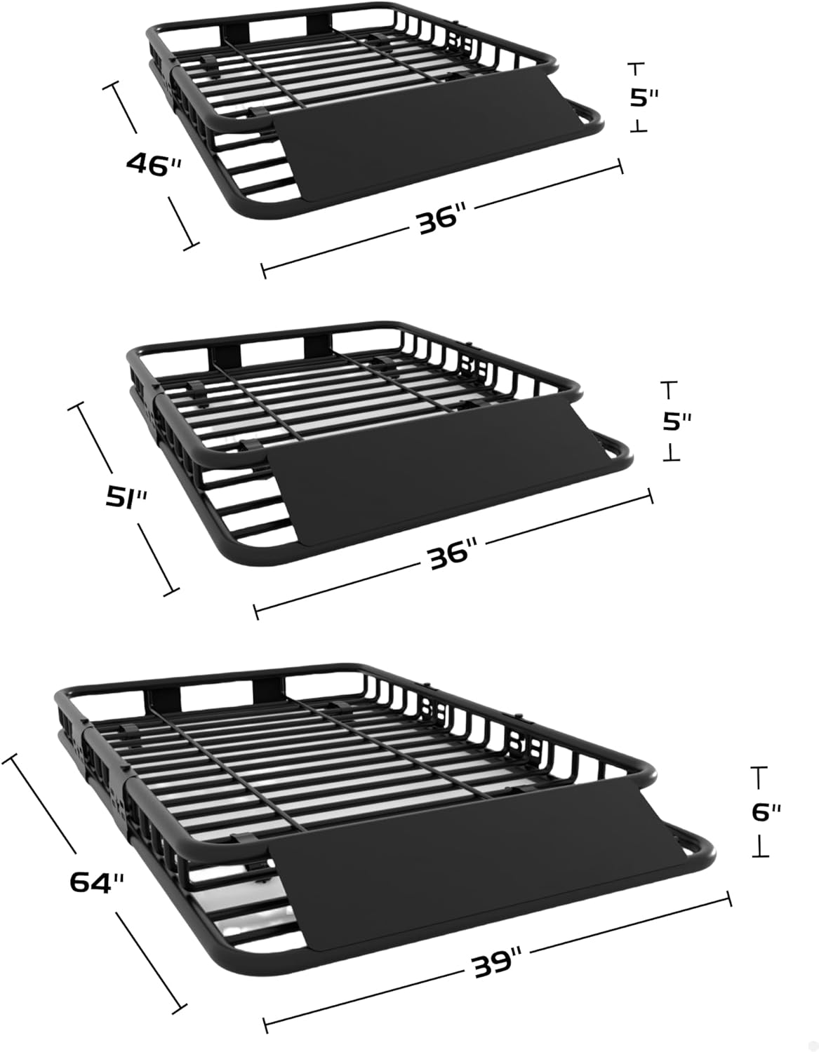 64'x 39' Universal Roof Rack Carrier Basket, 200 Lbs Capacity with Extension Luggage Holder