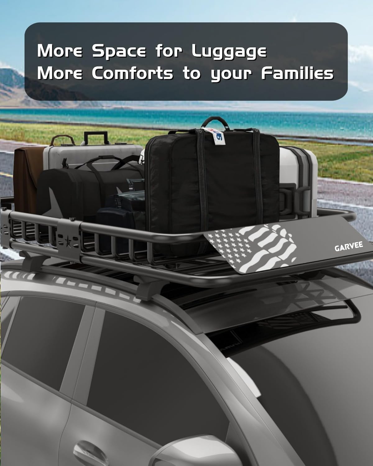 64'x 39' Universal Roof Rack Carrier Basket, 200 Lbs Capacity with Extension Luggage Holder