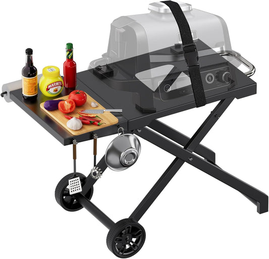 Grill Stand for Ninja Woodfire Outdoor OG700 OG800 Series, Portable Table Cart for Ninja Woodfire