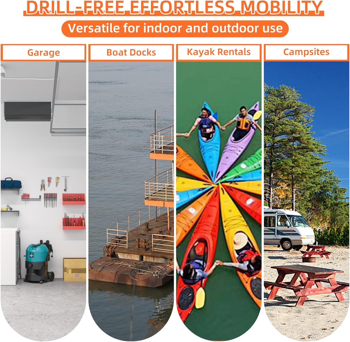 Kayak Storage Rack, Freestanding with Wheels, Heavy Duty Kayak Holder, Adjustable Canoes and Surfboards