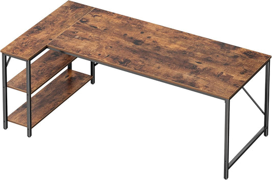 Huuger L Shaped Desk, 63 Inch Gaming Corner Desk with Reversible Storage Shelves