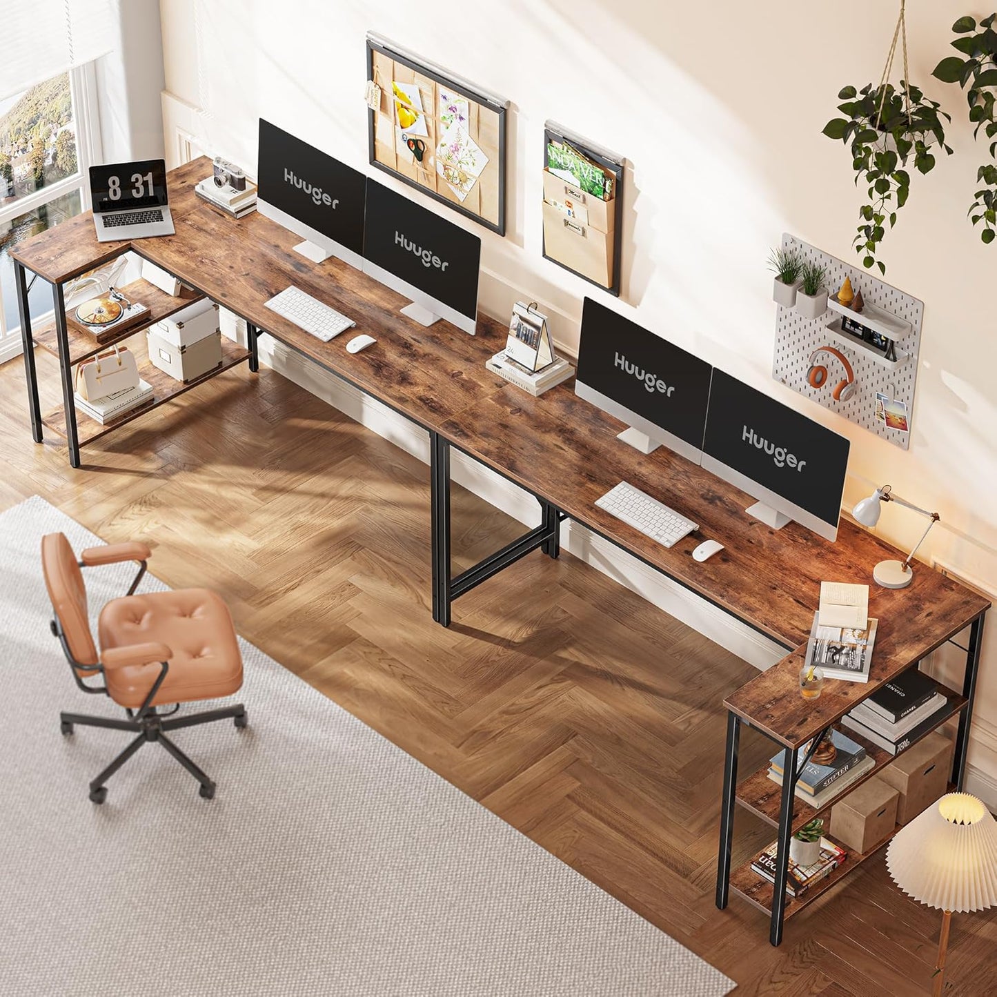 Huuger L Shaped Desk, 63 Inch Gaming Corner Desk with Reversible Storage Shelves
