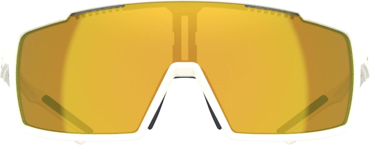 720armour A-Fei Sports Sunglasses, UV400 Protection, Matte White Frame with Gold Lens