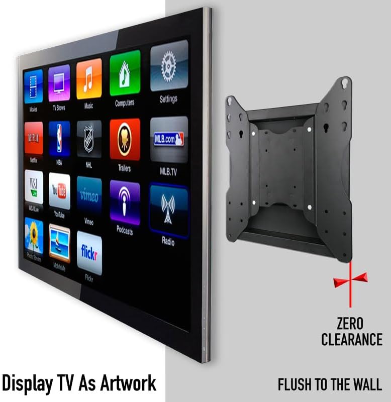 Recessed in-Wall TV Mount for 42-75 Inch Flat Screens with 19' Long Extension, Zero Clearance, Low Profile