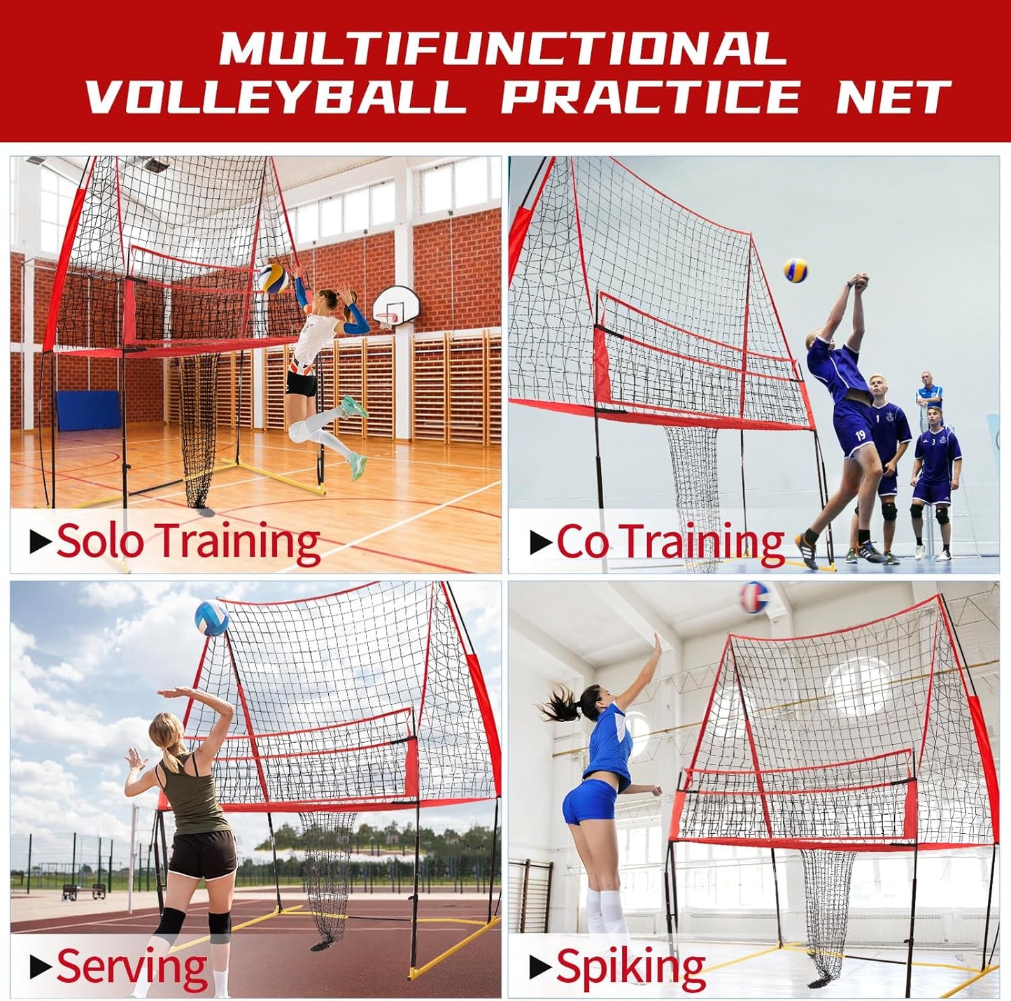 Wiseek Easy Installation Volleyball Training Equipment Net,Update Freely 6-8FT Height Adjustable Volleyball Net,Portable Volleyball Net for Backyard